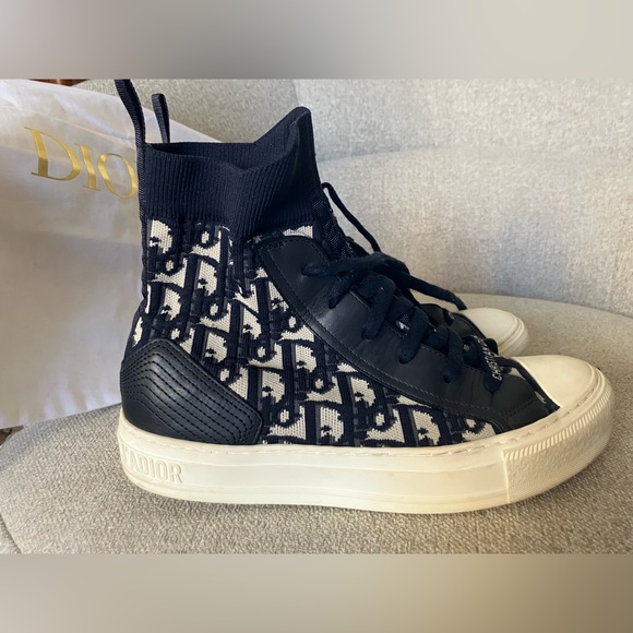 Technical Knit Calfskin Oblique Women’s ‘Walk’n’ Dior High Top Sneakers - Picture 4 of 11